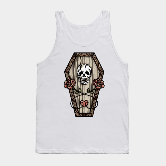 Dead Roses Skull Love Tattoo Art Tank Top by Alundrart